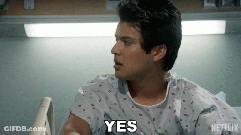 A Man In A Hospital Gown Says Yes In A Netflix Ad GIF