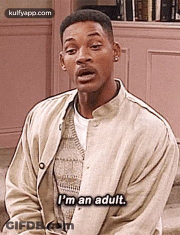 A Man In A Jacket Is Sitting Down And Saying `` I 'M An Adult . '' GIF