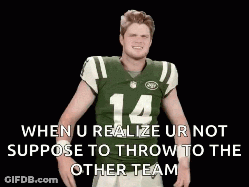 A Man In A Jets Jersey With The Number 14 GIF