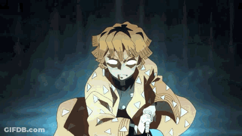 A Man In A Kimono Is Holding A Sword In His Hand . GIF