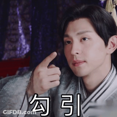 A Man In A Kimono Is Pointing At Something With Chinese Writing On His Face GIF