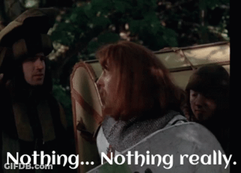 A Man In A Knight 'S Armor Holding A Shield With The Words Nothing ... Nothing Really Behind Him GIF