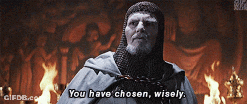 A Man In A Knight 'S Helmet Says You Have Chosen Wisely GIF