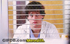A Man In A Lab Coat Is Behind Bars And Says Meredith In Yellow Letters GIF