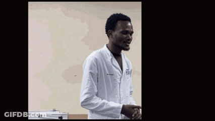 A Man In A Lab Coat With The Word Hawu Written Above Him GIF