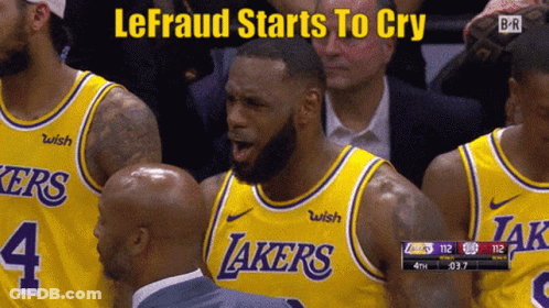 A Man In A Lakers Jersey Is Screaming In The Stands GIF