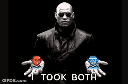 A Man In A Leather Jacket Is Holding A Pixelated Skull And A Pixelated Skull In His Hands . GIF