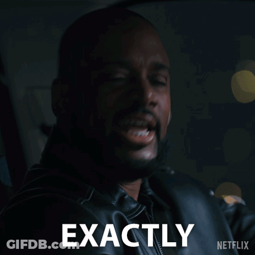 A Man In A Leather Jacket Is Making A Face With The Word Exactly Above Him GIF