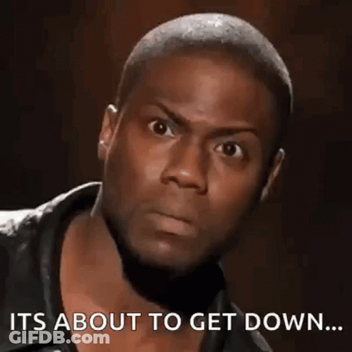 A Man In A Leather Jacket Is Making A Funny Face And Saying `` It 'S About To Get Down ... '' . GIF