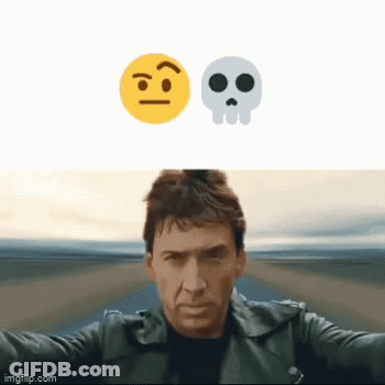 A Man In A Leather Jacket Is Next To A Skull And A Smiley Face . GIF