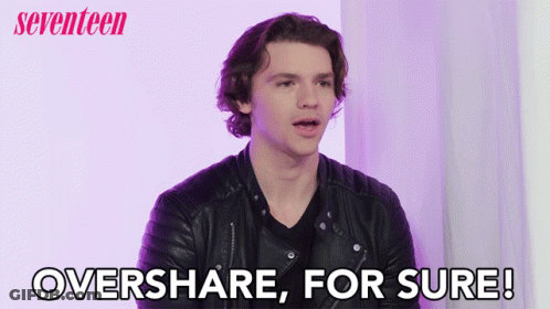 A Man In A Leather Jacket Is Saying " Overshare For Sure " GIF