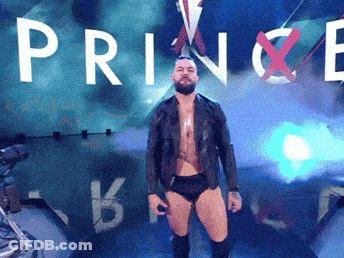 A Man In A Leather Jacket Is Standing In Front Of A Sign That Says Prince GIF