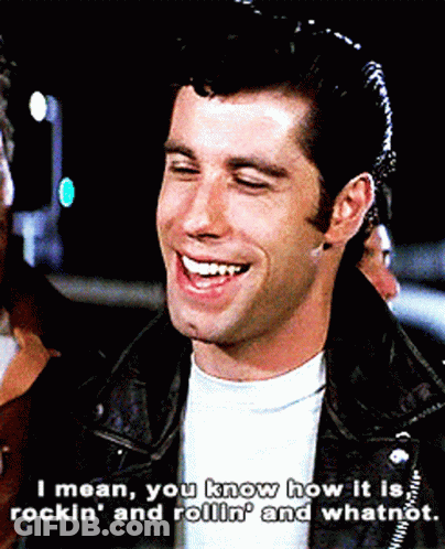 A Man In A Leather Jacket Says " I Mean You Know How It Is Rockin ' And Rollin ' " GIF