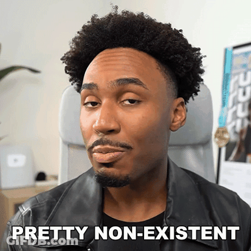 A Man In A Leather Jacket Says " Pretty Non Existent " GIF
