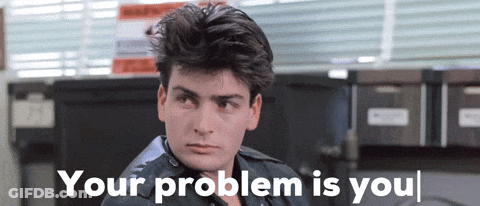 A Man In A Leather Jacket With The Words Your Problem Is You On The Bottom GIF