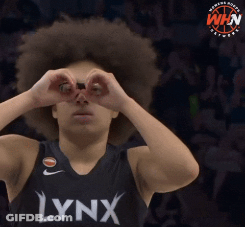 A Man In A Lynx Jersey Looks Through His Hands GIF