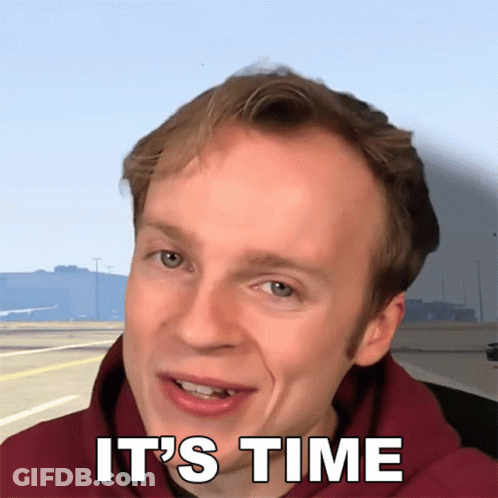 A Man In A Maroon Hoodie With The Words It 'S Time Behind Him GIF