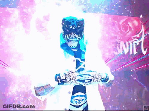 A Man In A Mask Holds A Sword In Front Of A Sign That Says Swift GIF