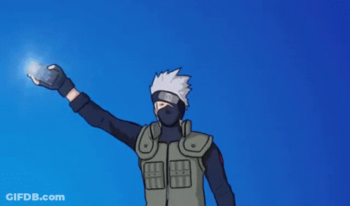 A Man In A Mask Is Holding A Flashlight In His Hand . GIF