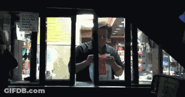 A Man In A Mcdonalds Drive Thru Window GIF