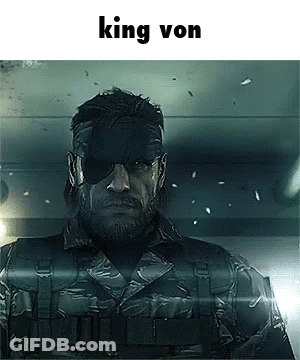 A Man In A Military Uniform And Sunglasses With The Words `` King Von '' Written Above Him . GIF