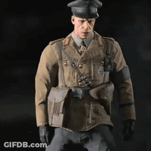 A Man In A Military Uniform Has A Badge On His Chest That Says ' A ' On It GIF