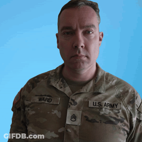 A Man In A Military Uniform Has The Name Ward On His Uniform GIF
