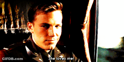 A Man In A Military Uniform Is Sitting In A Car And Says She Loves Me GIF