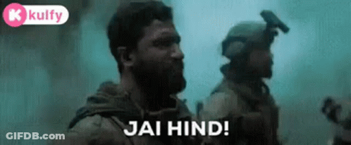 A Man In A Military Uniform Is Standing Next To Another Man In A Military Uniform And Saying `` Jai Hind '' . GIF