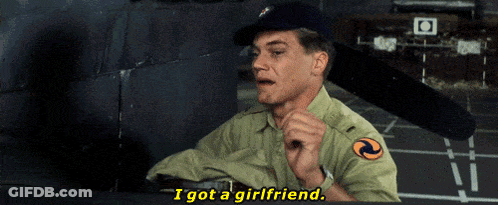 A Man In A Military Uniform Is Talking About Having A Girlfriend GIF