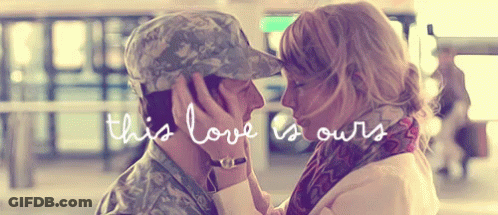 Military Man And Woman Kissing With This Love Is Ours Text GIF