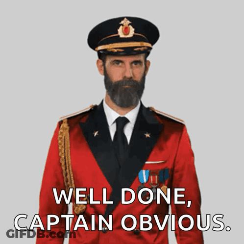 A Man In A Military Uniform Salutes With The Words Well Done Captain Obvious GIF