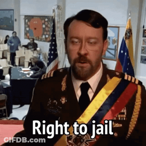 A Man In A Military Uniform Says Right To Jail GIF