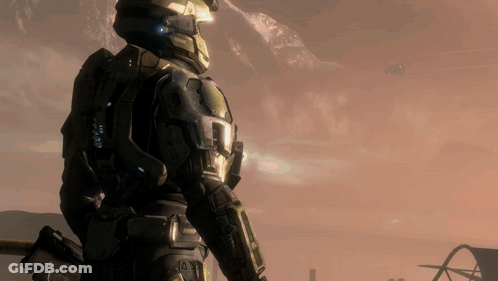 A Man In A Military Uniform With A Helmet That Says Halo On It GIF