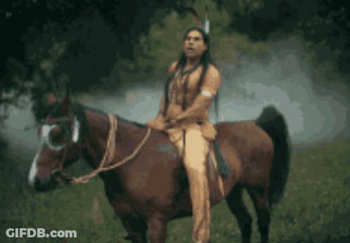Native American Man Riding Horse Saying War Cry GIF