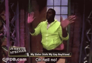 A Man In A Neon Green Shirt Is Saying Oh Hell No . GIF