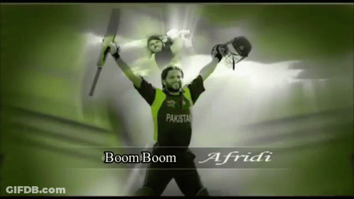 A Man In A Pakistan Jersey Holds Up His Bat GIF