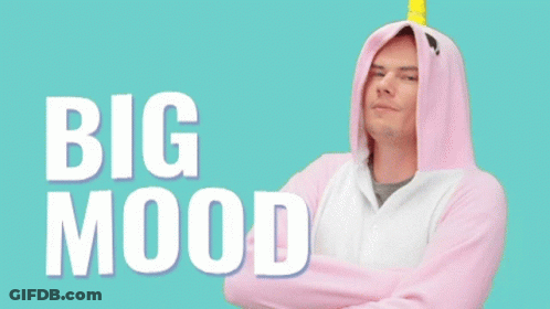 Man In Pink Unicorn Hoodie With Big Mood GIF