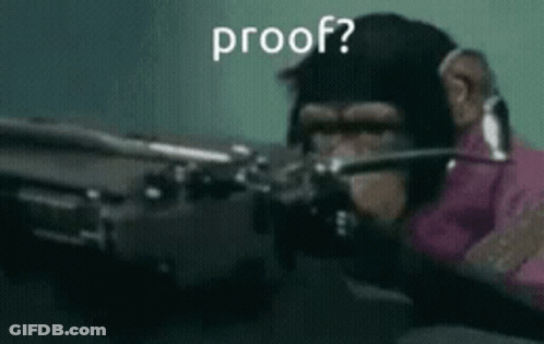 A Man In A Pink Shirt Is Holding A Gun With The Words `` Proof '' Written On It . GIF