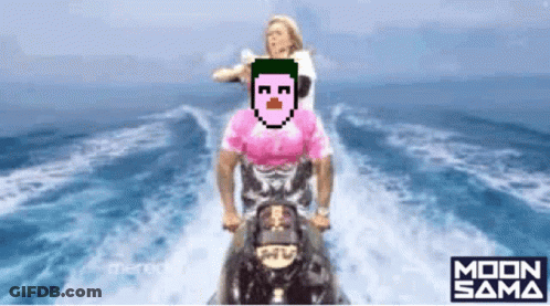 A Man In A Pink Shirt Is Riding A Jet Ski With A Woman In A Pink Shirt GIF