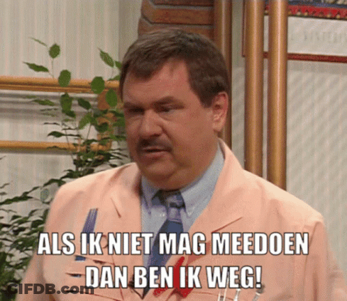 A Man In A Pink Suit And Tie Says Als Ik Niet Mag Meedoen GIF