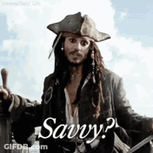 A Man In A Pirate Costume Is Giving A Thumbs Up And Says Savvy ? GIF