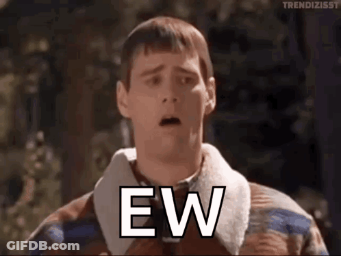 A Man In A Plaid Jacket Is Making A Surprised Face And Saying Ew . GIF