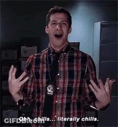 A Man In A Plaid Shirt And Tie Is Saying `` Ohh , Chills . Literally Chills . '' GIF