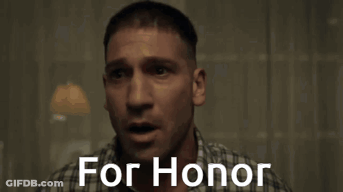 A Man In A Plaid Shirt Is Crying With The Words " For Honor " Above Him GIF
