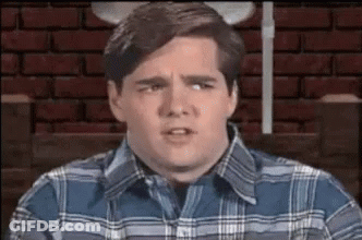 A Man In A Plaid Shirt Is Sitting In Front Of A Brick Wall . GIF