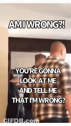 A Man In A Plaid Shirt Is Standing In Front Of A Group Of People And Says Ami Wrong ! GIF