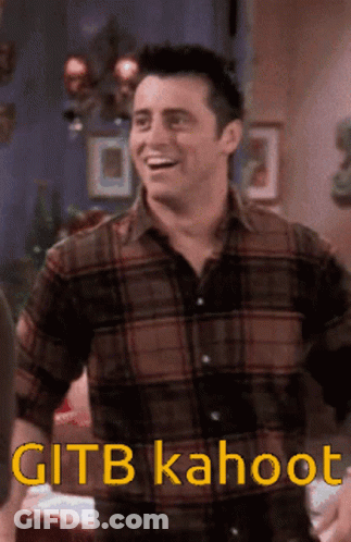 A Man In A Plaid Shirt Says Gitb Kahoot In Yellow GIF