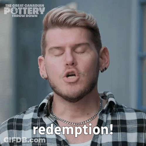 A Man In A Plaid Shirt Says Redemption GIF