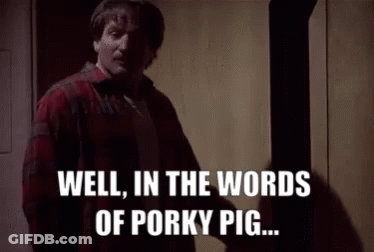 A Man In A Plaid Shirt Says Well In The Words Of Porky Pig .. GIF